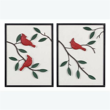 YOUNGS Metal Framed Bird Wall Art with Wood Back Wall Art, 2 Assorted Color - MDF & Metal 73578